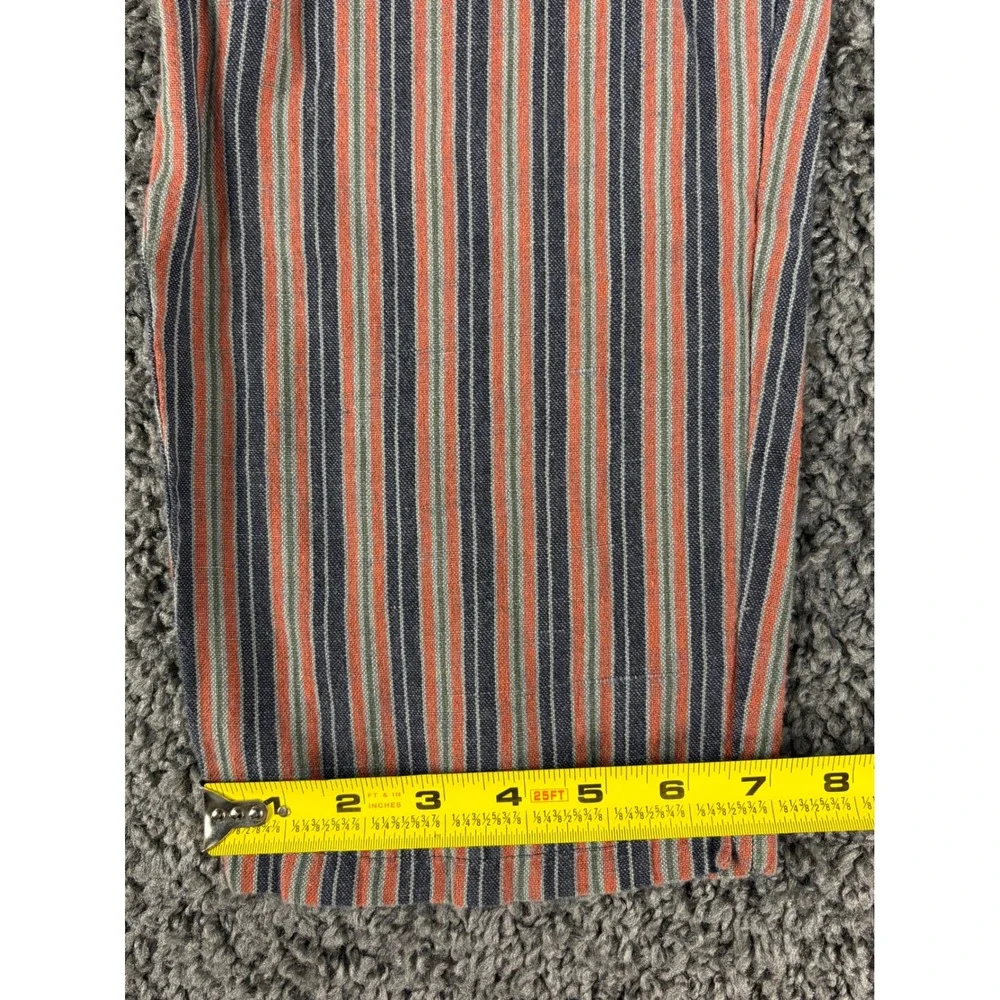 Territory Ahead Womens Small Striped Linen Capri Pants Elastic Waist Blue Orange